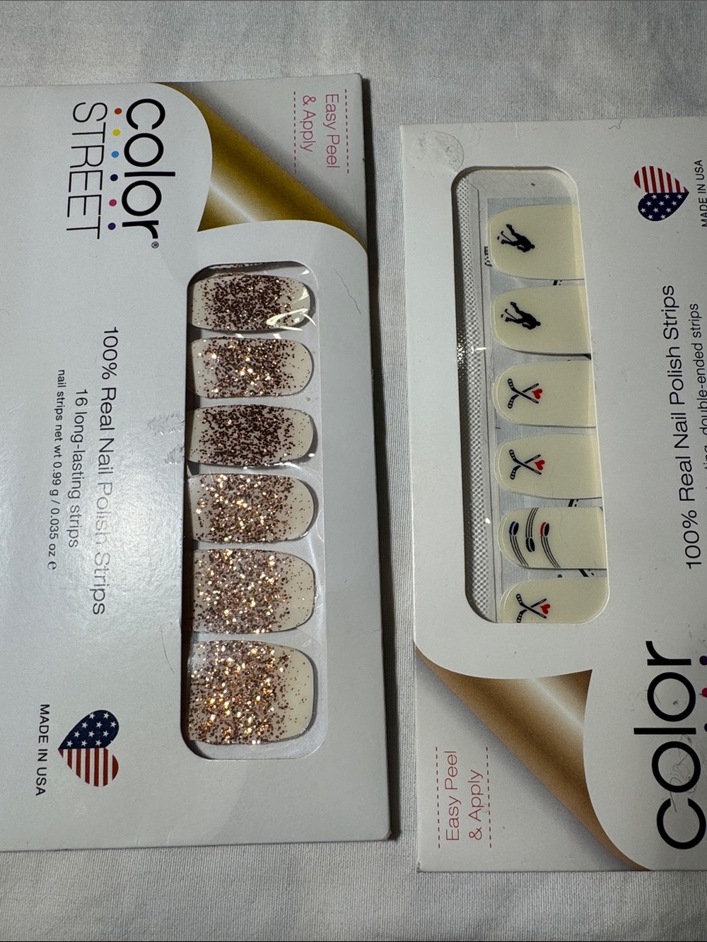 Lot of 2 Color Street Nail Polish Strips Hockey and glitter